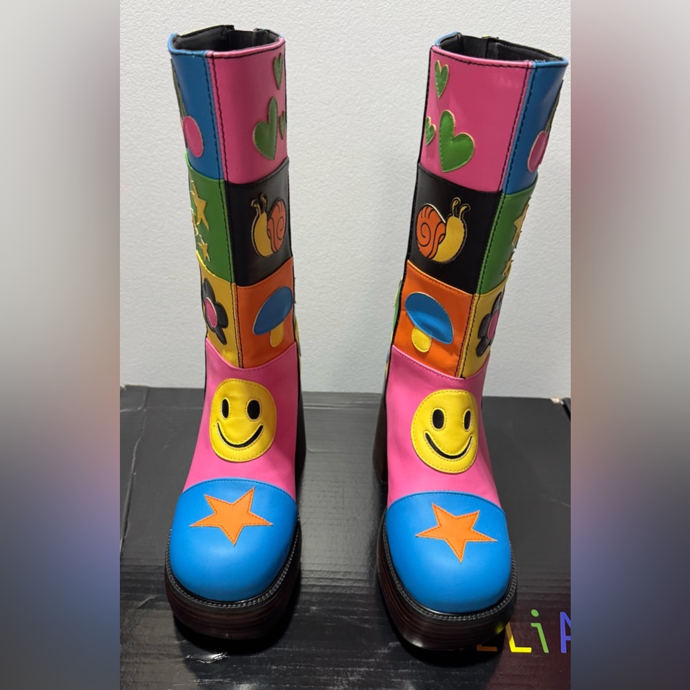 Dolls Kill Colorful Graphic Heeled Boots - Picture 3 of 11